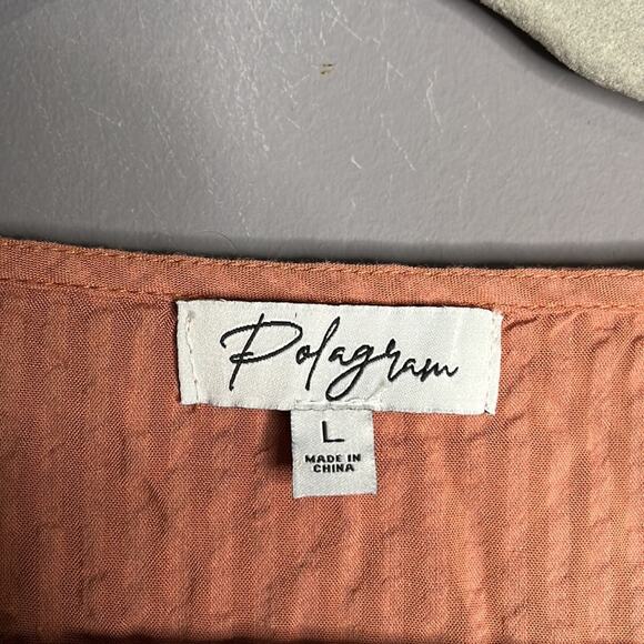 Polygram Brown Cinched Blouse Size Large - Picture 2 of 9